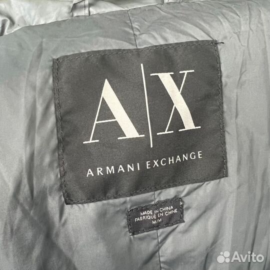 Armani Exchange лёгкий пуховик из эко-кожи