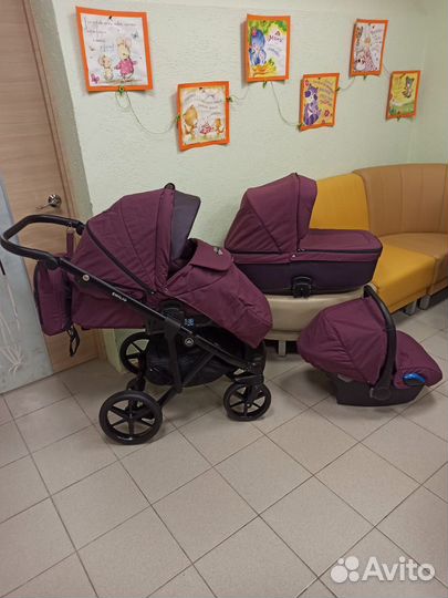 Яркая вишенка коляска Adamex Emilio 3 в 1