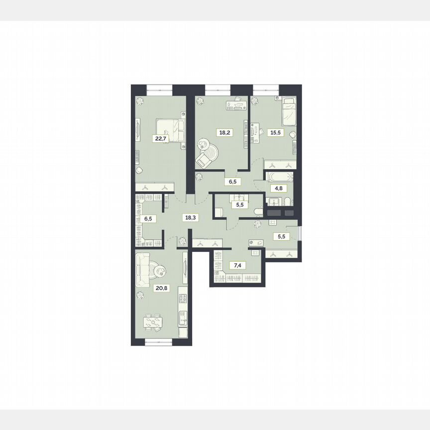 3-к. квартира, 131,7 м², 14/27 эт.