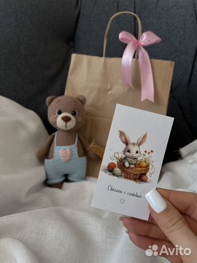 Вязаные игрушки ручная работа медведь