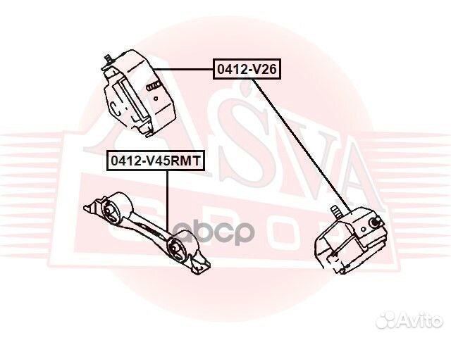 Подушка двигателя задняя MT 0412V45RMT asva