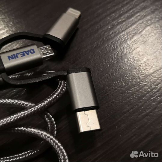 Кабель 3 в 1 USB Micro USB Type-C Apple