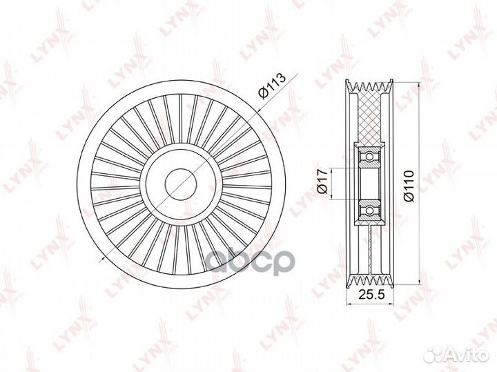 Ролик обводной приводного ремня PB7008 lynxauto