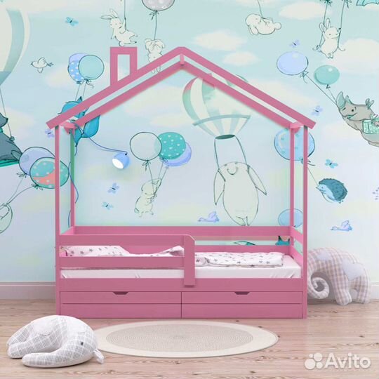 Кроватка высокий борт от 2х лет из натурального де