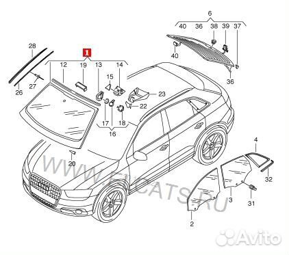 Стекло лобовое Audi Q3 ranger 5D 2011-2015