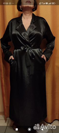 Халат чёрный шёлковый (р 50-52)