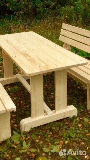 Стол деревянный лавки скамейки из осины