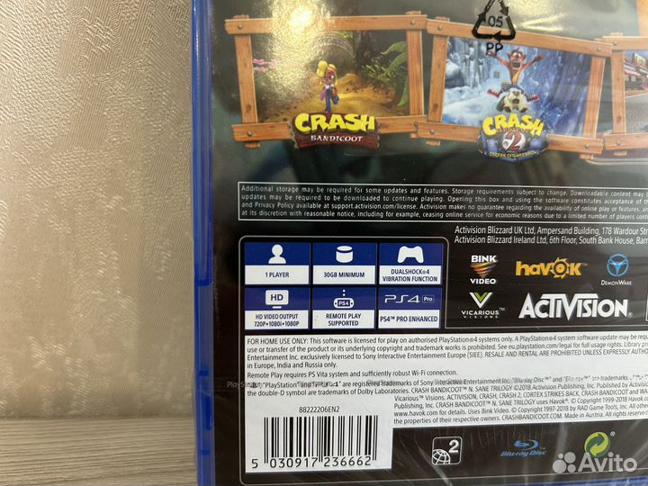 Crash bandicoot n sane trilogy ps4 ps5 диск