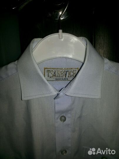 Рубашки р.140-146; 32 ворот. Нежно-голубого цвета