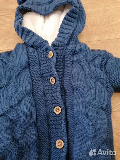 Вязаный комплект на выписку, зимний конверт