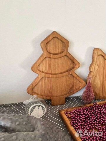 Менажница ёлочка,тарелка новогодняя,разделочная до