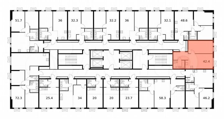 1-к. квартира, 42,4 м², 19/32 эт.