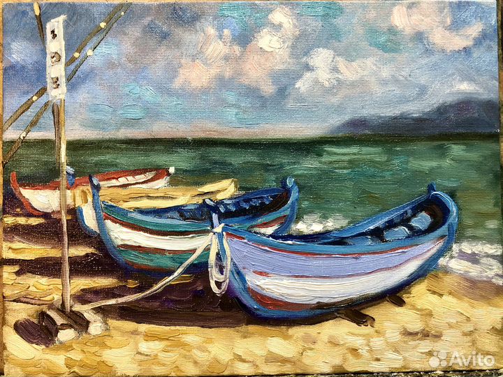Картина «Лодки», масло, холст