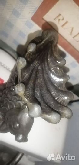 Пепельница СССР золотая рыбка с ракушкой тяжёлая