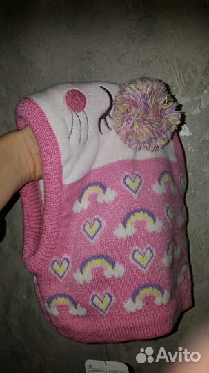 Шапка шлем для девочки новая зима 3-6 лет