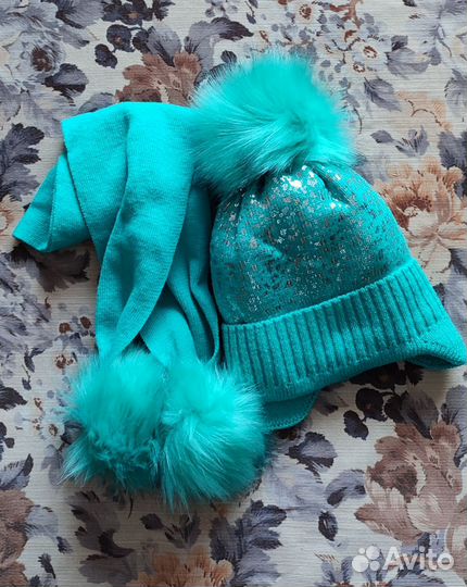 Шапка с шарфом для девочки