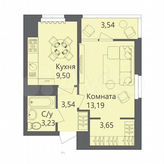 1-к. квартира, 34,9 м², 6/10 эт.