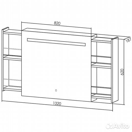 Зеркало шкаф 82*62 см с LED-подсв.,2 ящиками