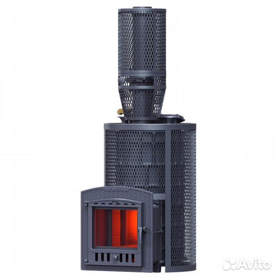 Чугунная печь для бани avangard зк 40 (П2) Ураган в круглой сетке
