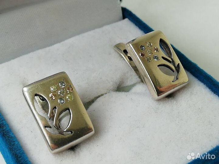 Серьги + кольцо комплект, серебро 925 пр