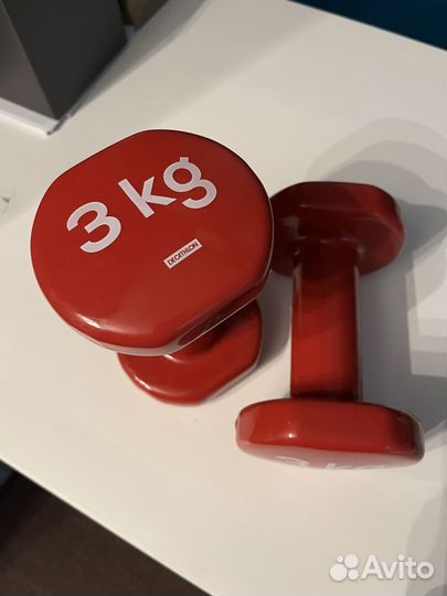 Гантели 3 кг виниловые, 2 шт