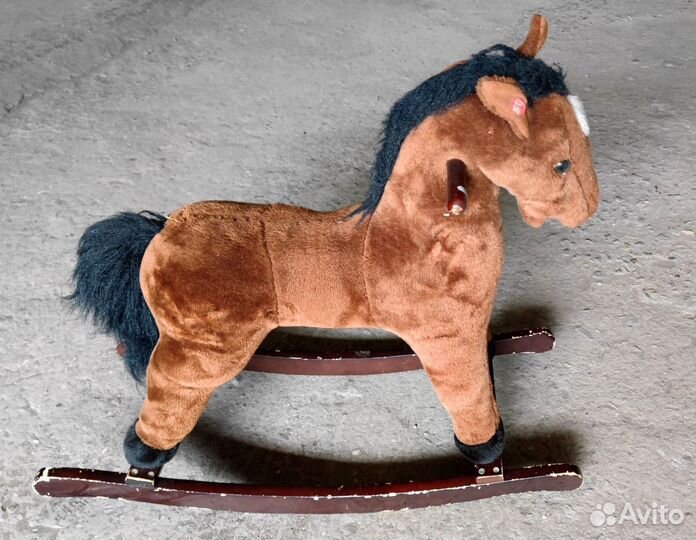 Игрушка мягкая качалка лошадь лошадка детская