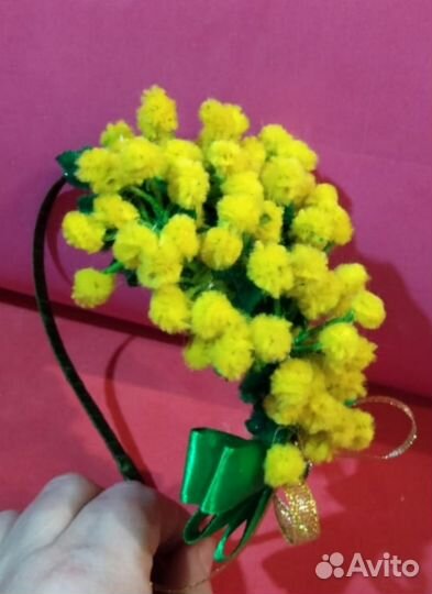 Ободок Мимоза. Оригинальное украшение на голову
