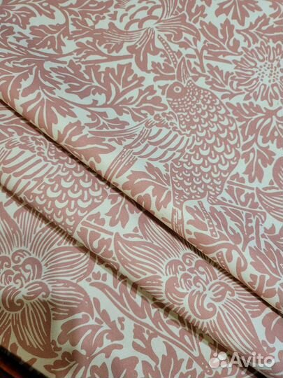 Ткань хлопковая саржа Птицы и анемоны Моррис