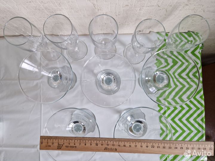Бокалы для вина и шампанского -по 5шт