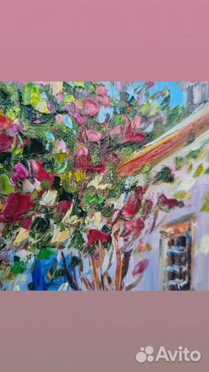 Картина маслом Греция улица южный город пейзаж