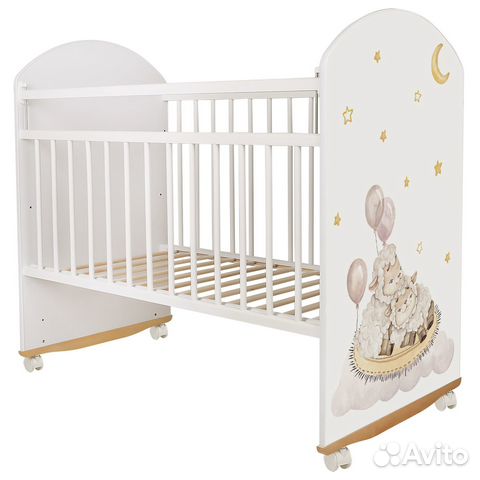 Кровать детская Indigo Овечки колеса/качалка