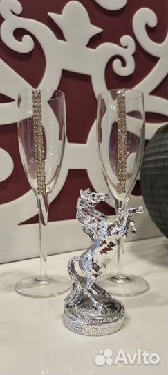 Бокалы для шамп.,инкрустация кристаллами Сваровски