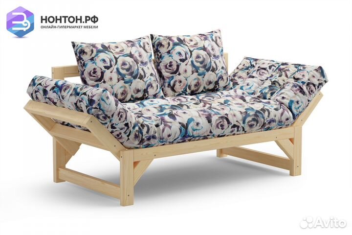 Диван кушетка Амбер голубой с узором