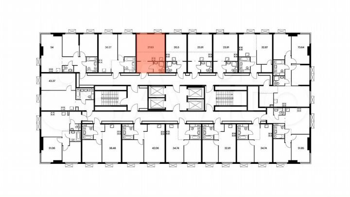 Квартира-студия, 27,6 м², 32/33 эт.