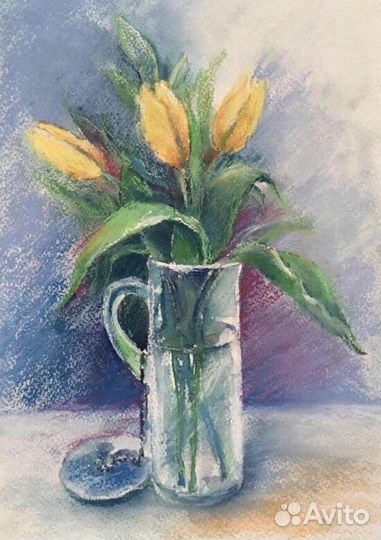 Картина маслом Цветы Розы Картина Тюльпаны