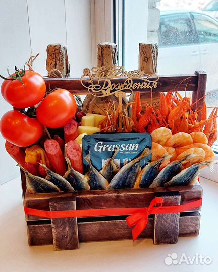 Мужской букет с сыром и колбасками