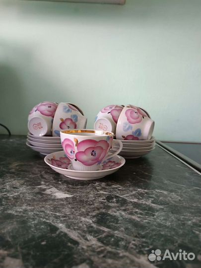 Чайная пара,чашка + блюдце, 9шт