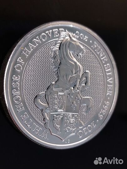 5 фунтов Белая лошадь Звери королевы серебро #2