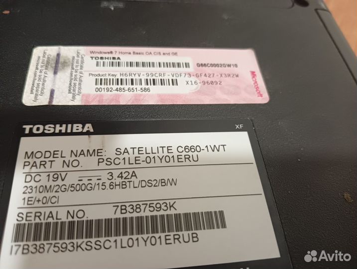 Ноутбук Toshiba c660-1w