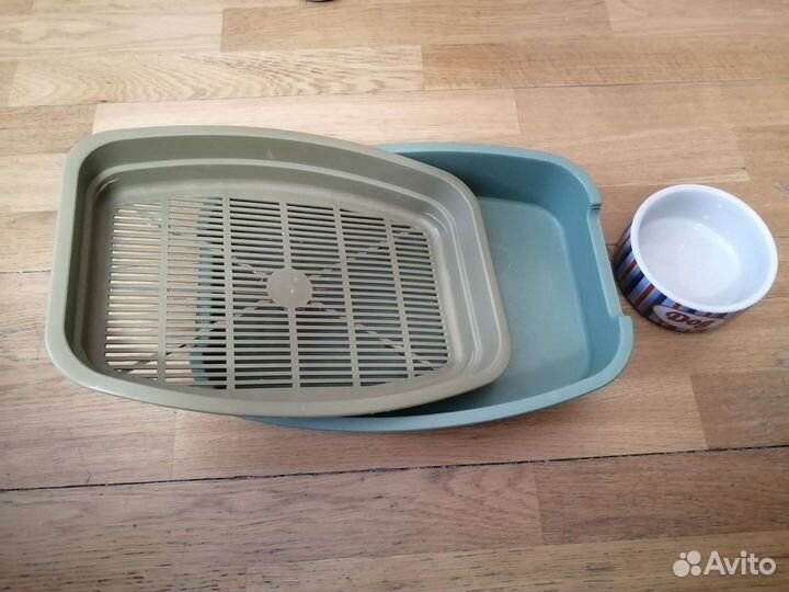 Лоток кошачий и керамическая миска