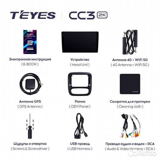 Магнитола teyes cc3 2k Рено Трафик 3 Опель Виваро