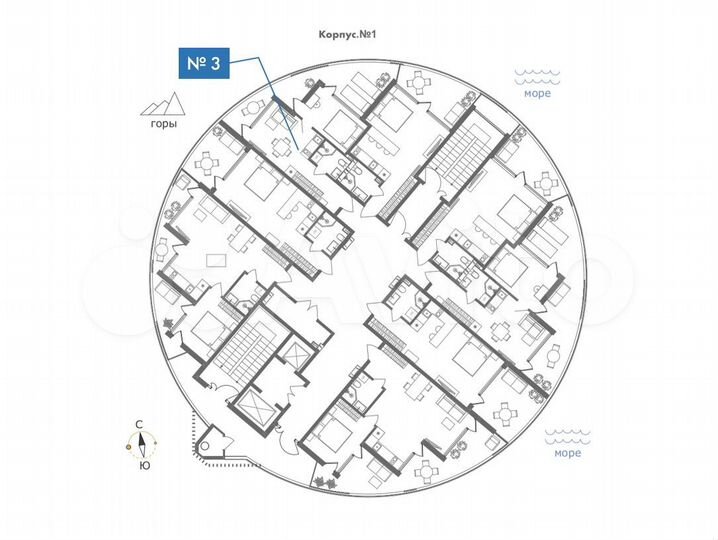 1-к. апартаменты, 54,3 м², 2/11 эт.