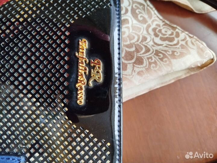 Сумка натуральная кожа, замша, лак синяя