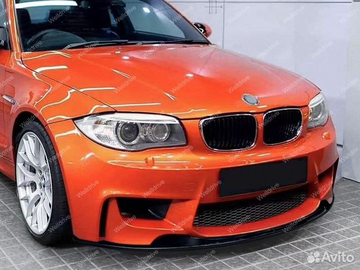 Губа передняя BMW 1M E82 черный глянец