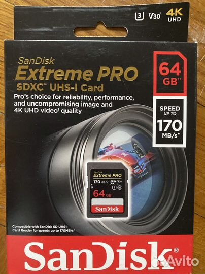 Карта памяти Sandisk Extreme PRO 64GB NEW