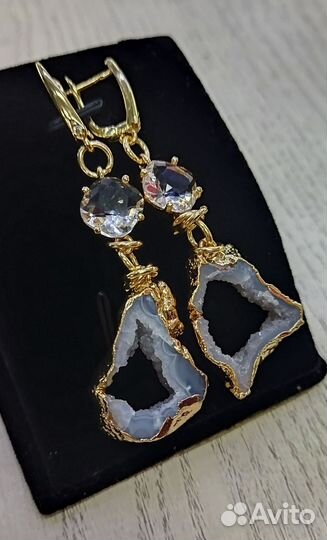 Серьги с агатовой друзой. (Мини)