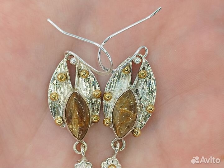 Серьги серебро с волосатиком