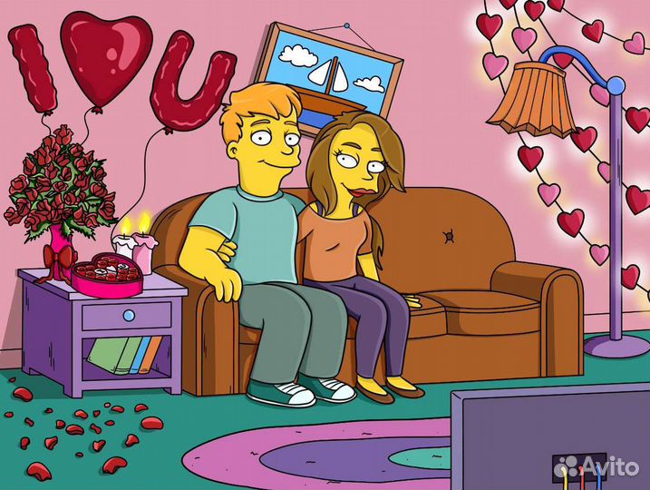 Симпсоны печать на холст