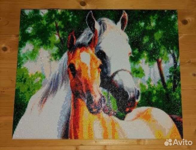 Алмазная мозаика на подрамнике 40*50 Лошади