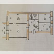 3-к. квартира, 58 м², 5/5 эт.